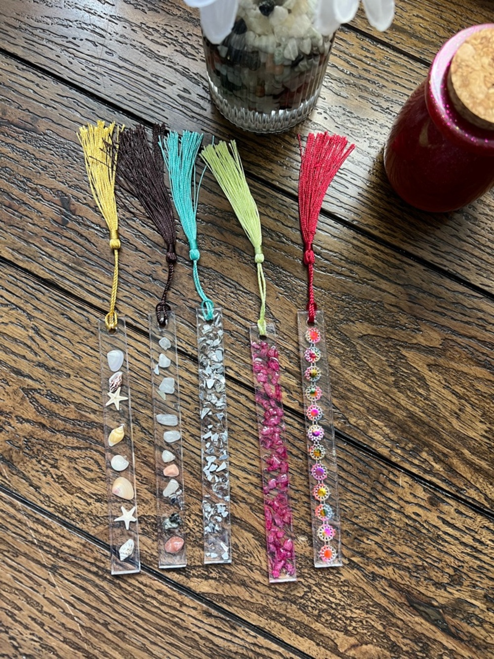 Handmade Resin Tassel Bookmarks - Shells, Shards & Florals
